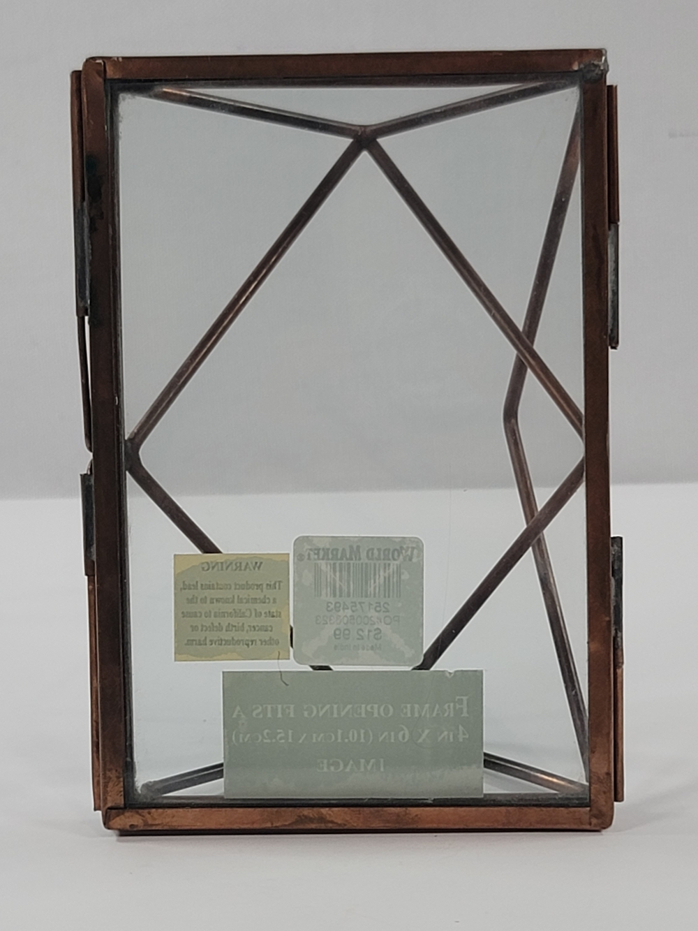 NWT World Market Copper-Tone Metal Prism 4 X 6 World Market Picture Frame
